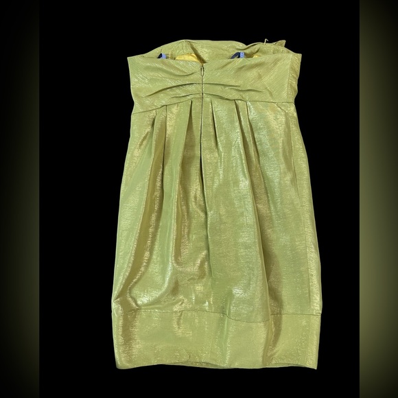 Vera Wang Strapless Chartreuse Mini Dress - Picture 3 of 6
